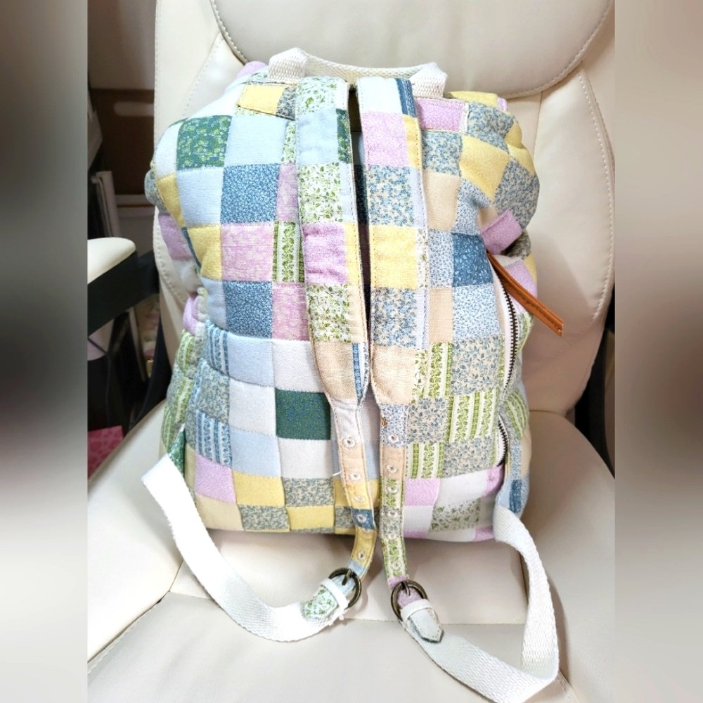 Patchwork Quilted Multicolor Women's Backpack - Picture 5 of 12